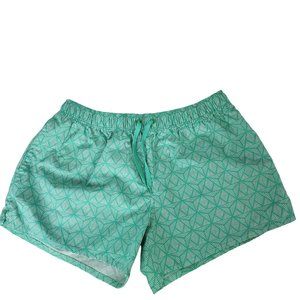 Lauren James Womens M Green Shorts Geometric Print Lightweight Beachwear Summer